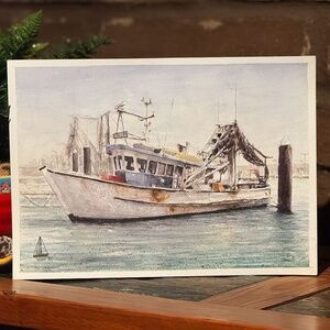 Original Watercolor Painting Australian Fishing Boat 12 x 10
